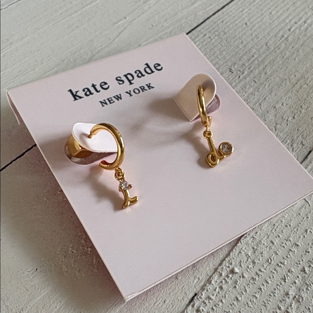 Kate Spade “Say Yes” Gold Earrings with Cubic Zirconia stones